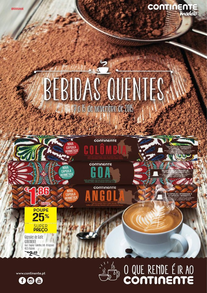 Antevisão folheto Continente especial Bebidas Quentes